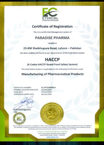 HACCP Food Safety Management - Paradise Pharma